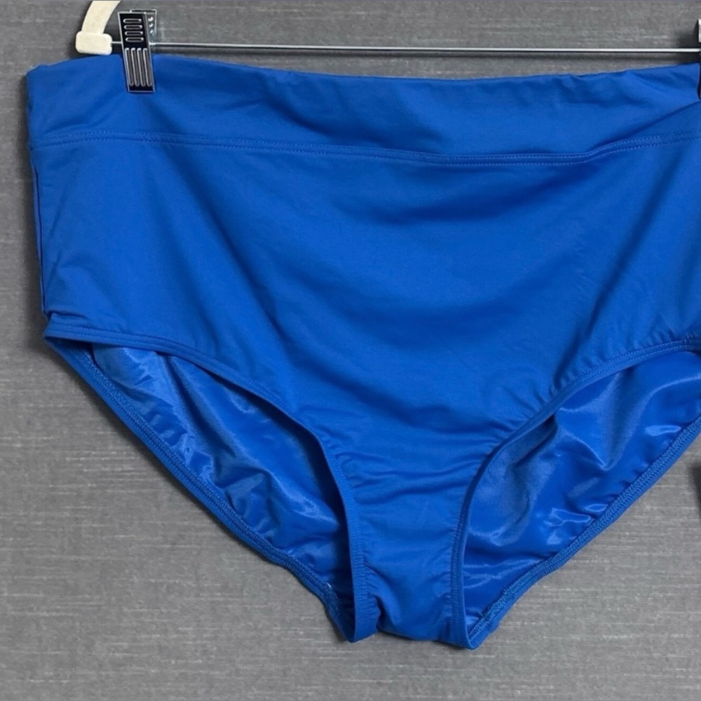 Lands’ End 12 Royal Blue High Waist Swim Bikini Bottom Brief Swimwear